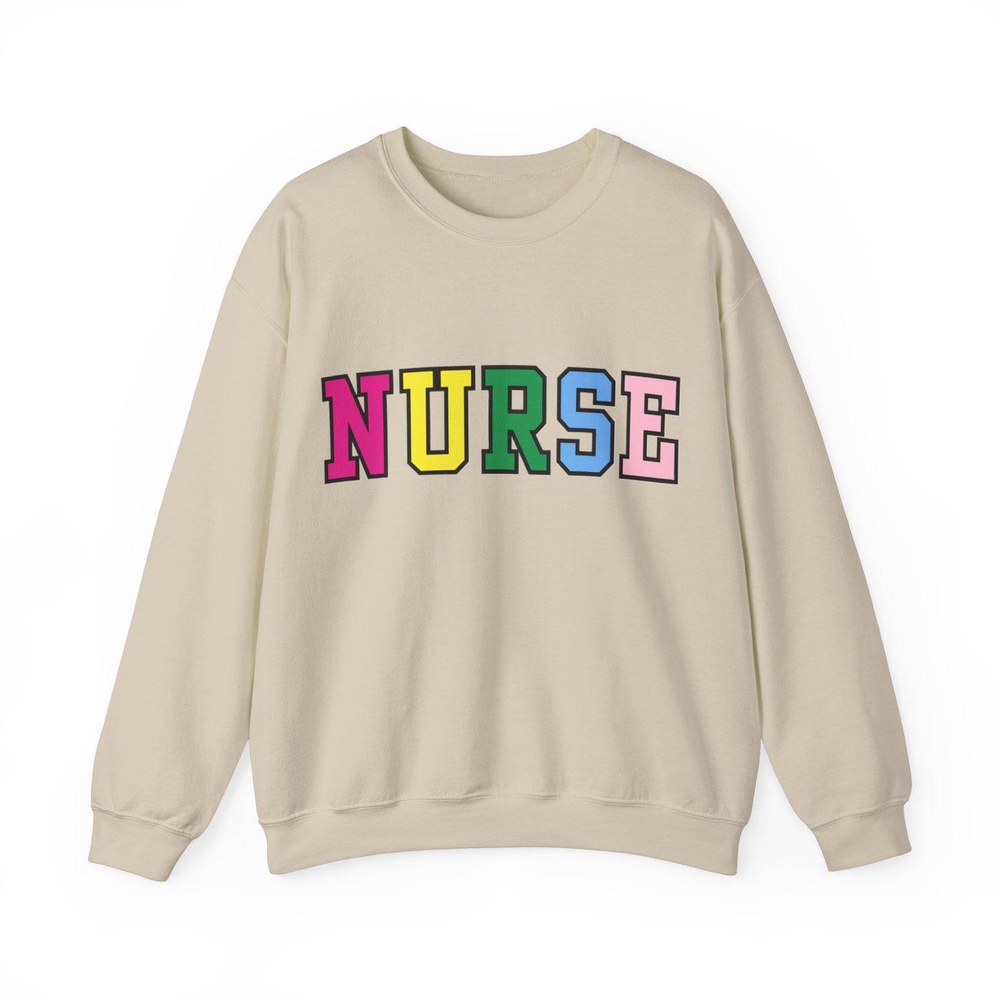Rainbow Athletic Nurse Crewneck Graphic Sweatshirt, Perfect For Nurse Week, Students, Nurse Graduates, Registered Nurses, ER Nurses, Paediatric, Oncology, NICU, Nurse Retirement, Perfect Cozy Sweater For Thanksgiving Or Christmas & Holidays