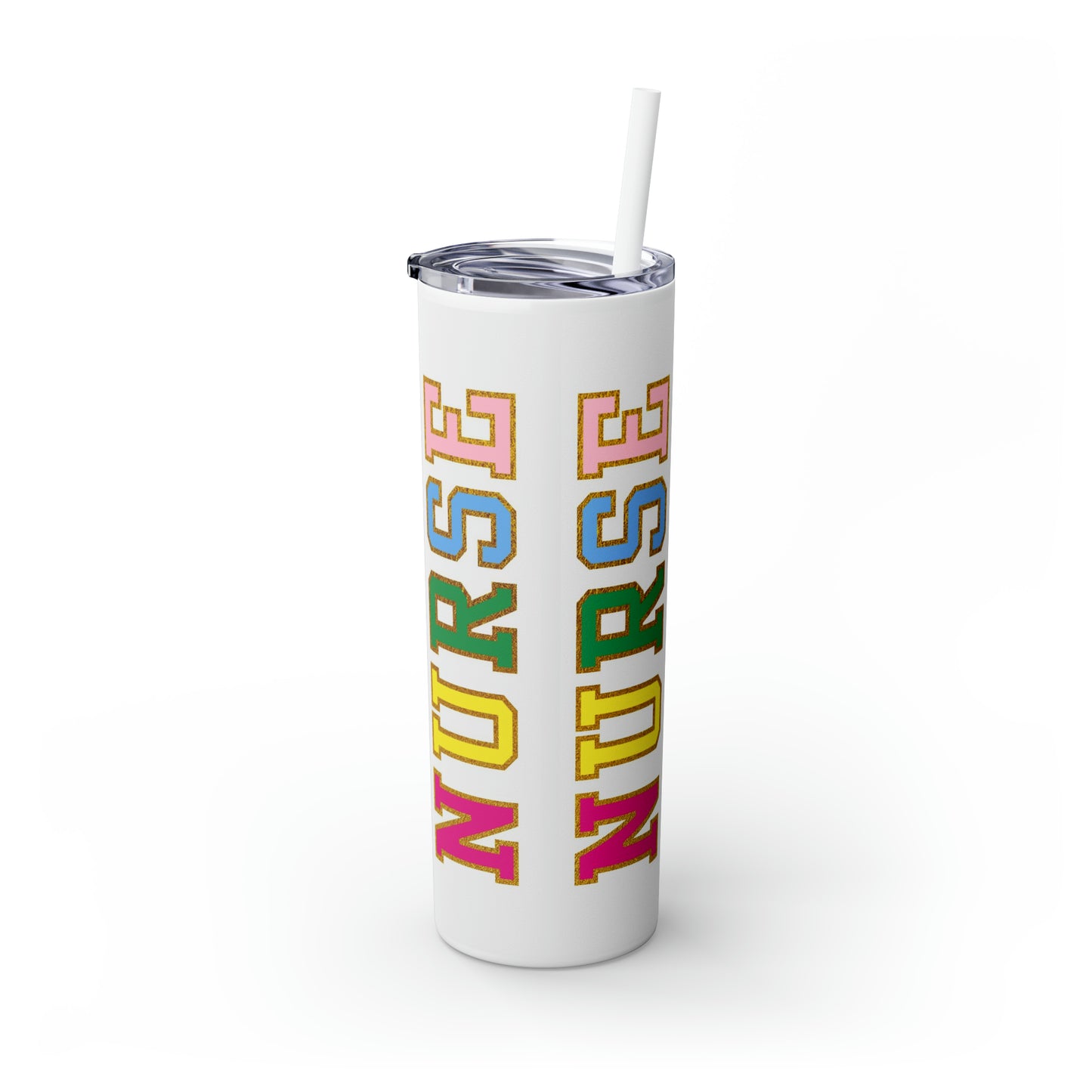 Rainbow Athletic Nurse Tumbler 20oz with Straw. Perfect For Nurse Week, Students, Graduates, Registered Nurse, ER, Pediatric, Oncology, NICU, Nurse Retirement - BPA Free, Stainless Steel