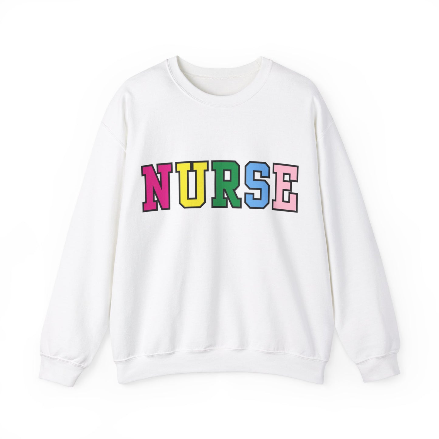 Rainbow Athletic Nurse Crewneck Graphic Sweatshirt, Perfect For Nurse Week, Students, Nurse Graduates, Registered Nurses, ER Nurses, Paediatric, Oncology, NICU, Nurse Retirement, Perfect Cozy Sweater For Thanksgiving Or Christmas & Holidays
