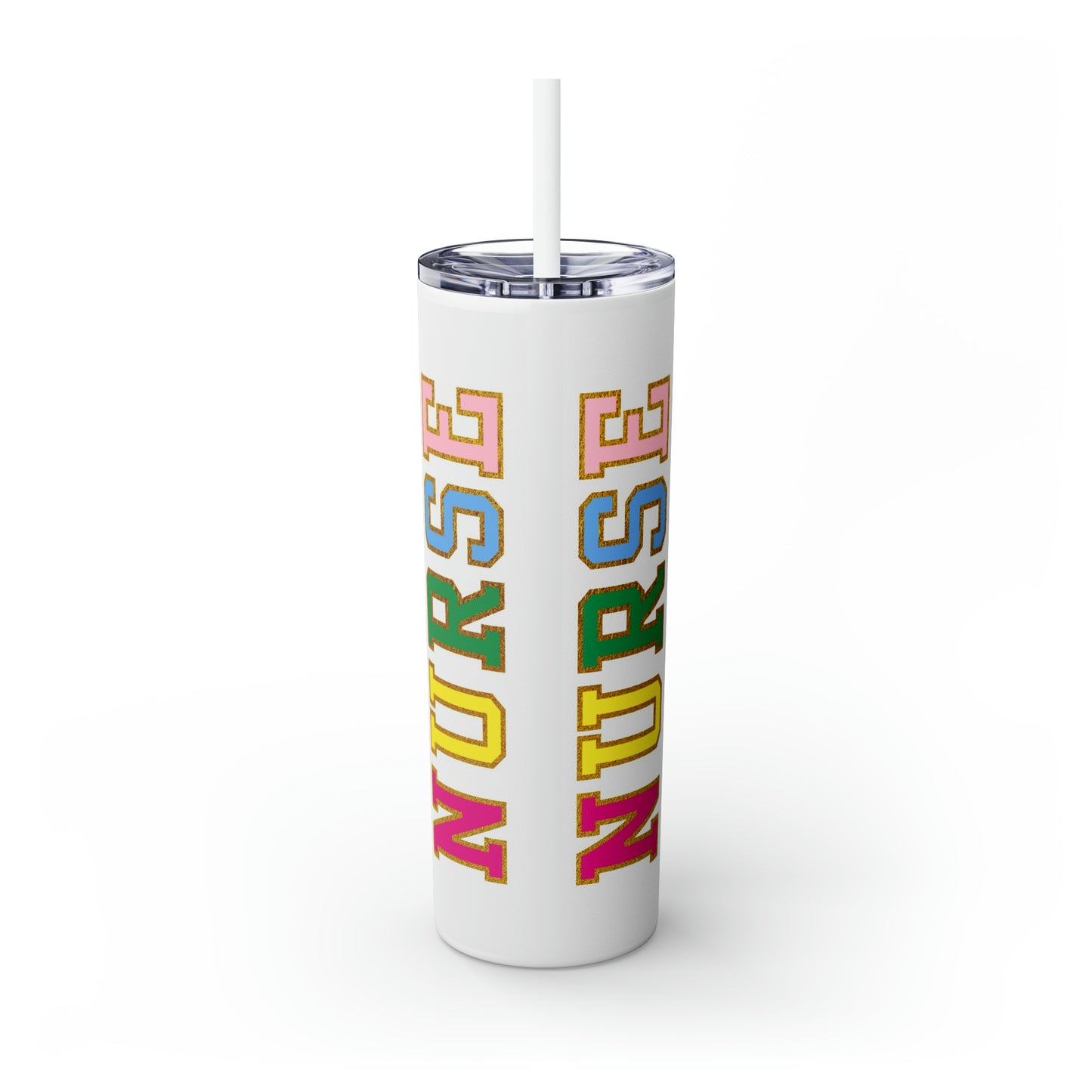 Rainbow Athletic Nurse Tumbler 20oz with Straw. Perfect For Nurse Week, Students, Graduates, Registered Nurse, ER, Pediatric, Oncology, NICU, Nurse Retirement - BPA Free, Stainless Steel