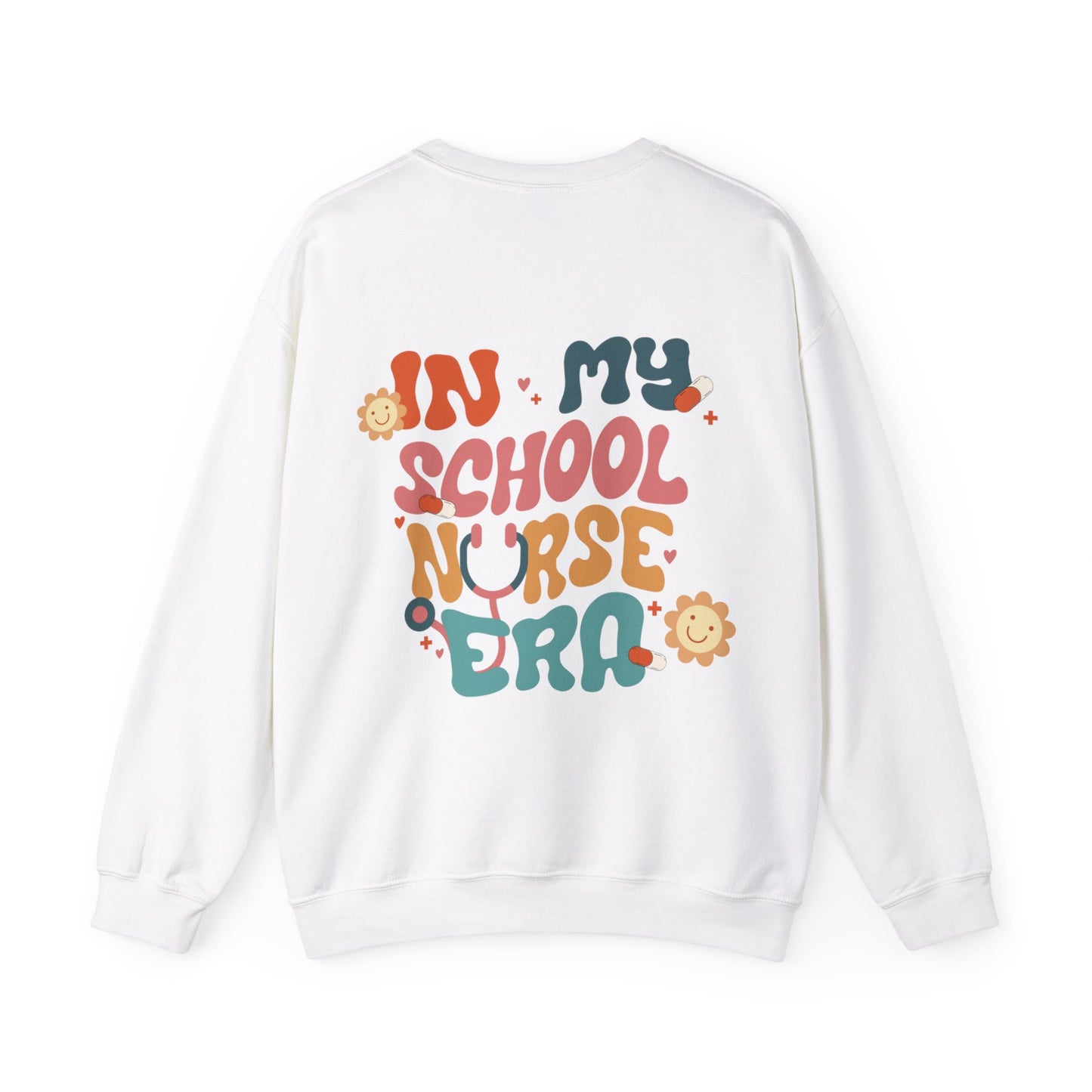 School Nurse Era Crewneck Sweatshirt, Perfect For Nurse Week, Students, Nurse Graduates, Registered Nurses, ER Nurses, Paediatric, Oncology, NICU, Nurse Retirement, Perfect Cozy Sweater For Thanksgiving Or Christmas & Holidays