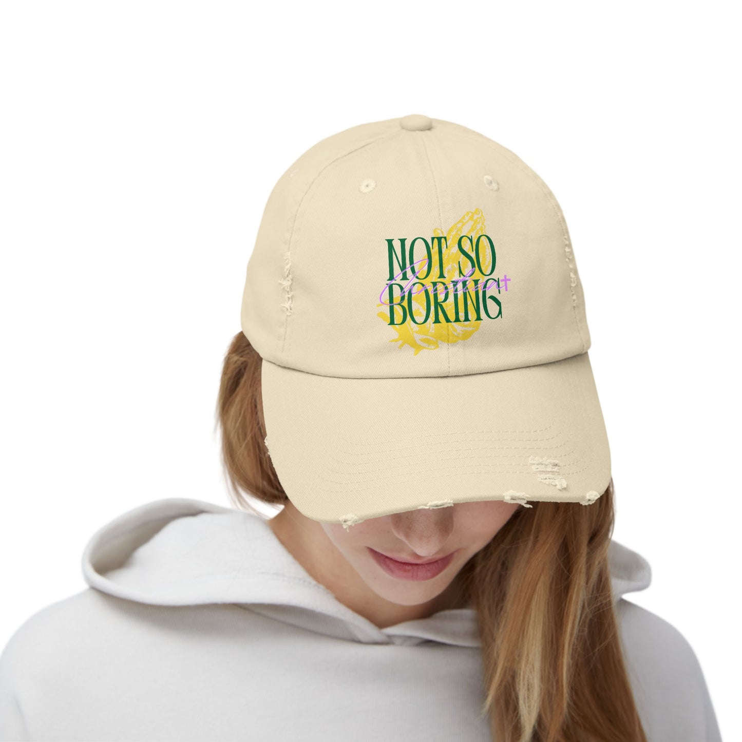 Not So Boring Christian Distressed Cap