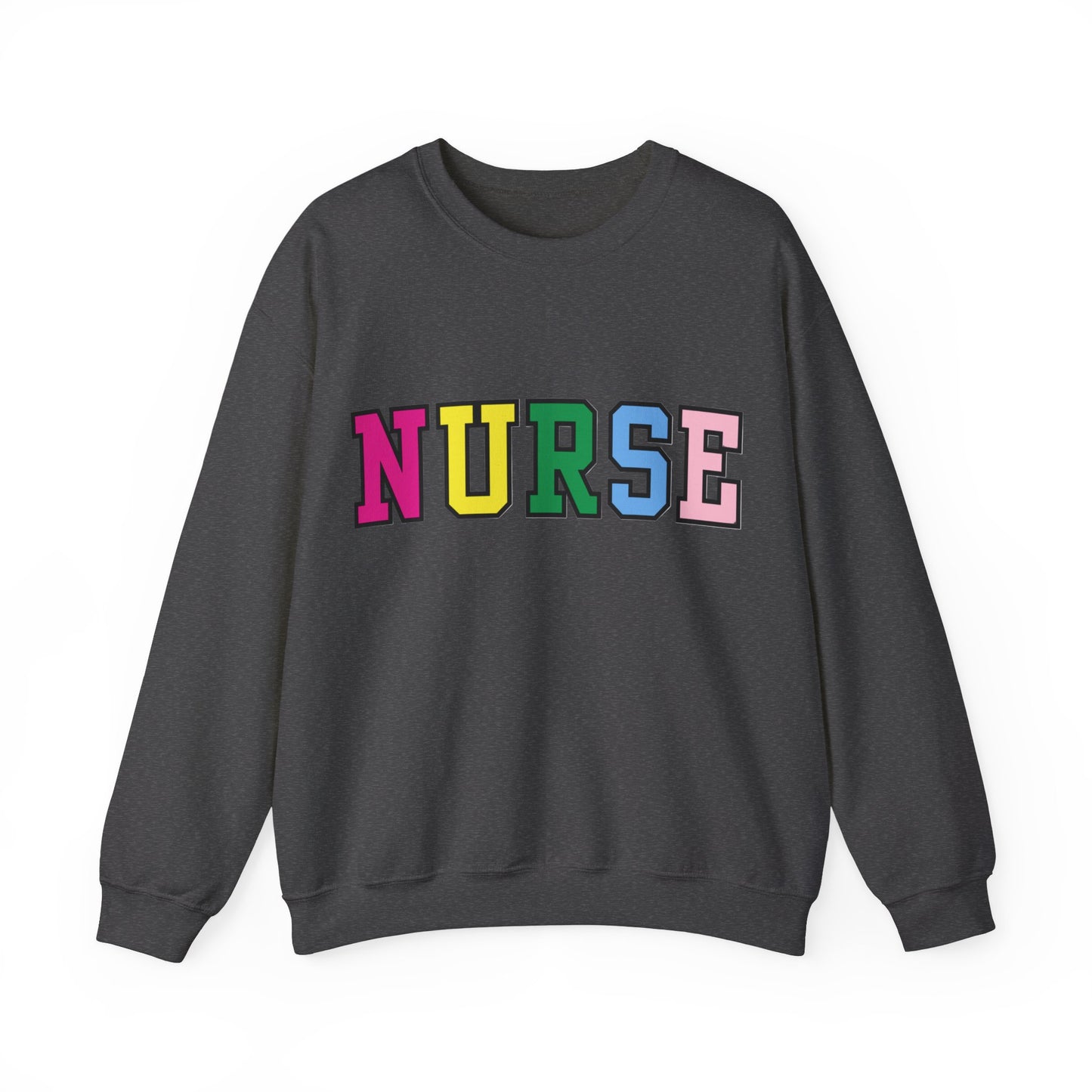 Rainbow Athletic Nurse Crewneck Graphic Sweatshirt, Perfect For Nurse Week, Students, Nurse Graduates, Registered Nurses, ER Nurses, Paediatric, Oncology, NICU, Nurse Retirement, Perfect Cozy Sweater For Thanksgiving Or Christmas & Holidays
