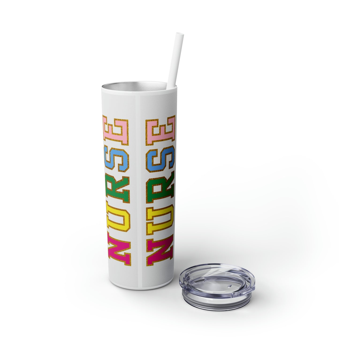 Rainbow Athletic Nurse Tumbler 20oz with Straw. Perfect For Nurse Week, Students, Graduates, Registered Nurse, ER, Pediatric, Oncology, NICU, Nurse Retirement - BPA Free, Stainless Steel