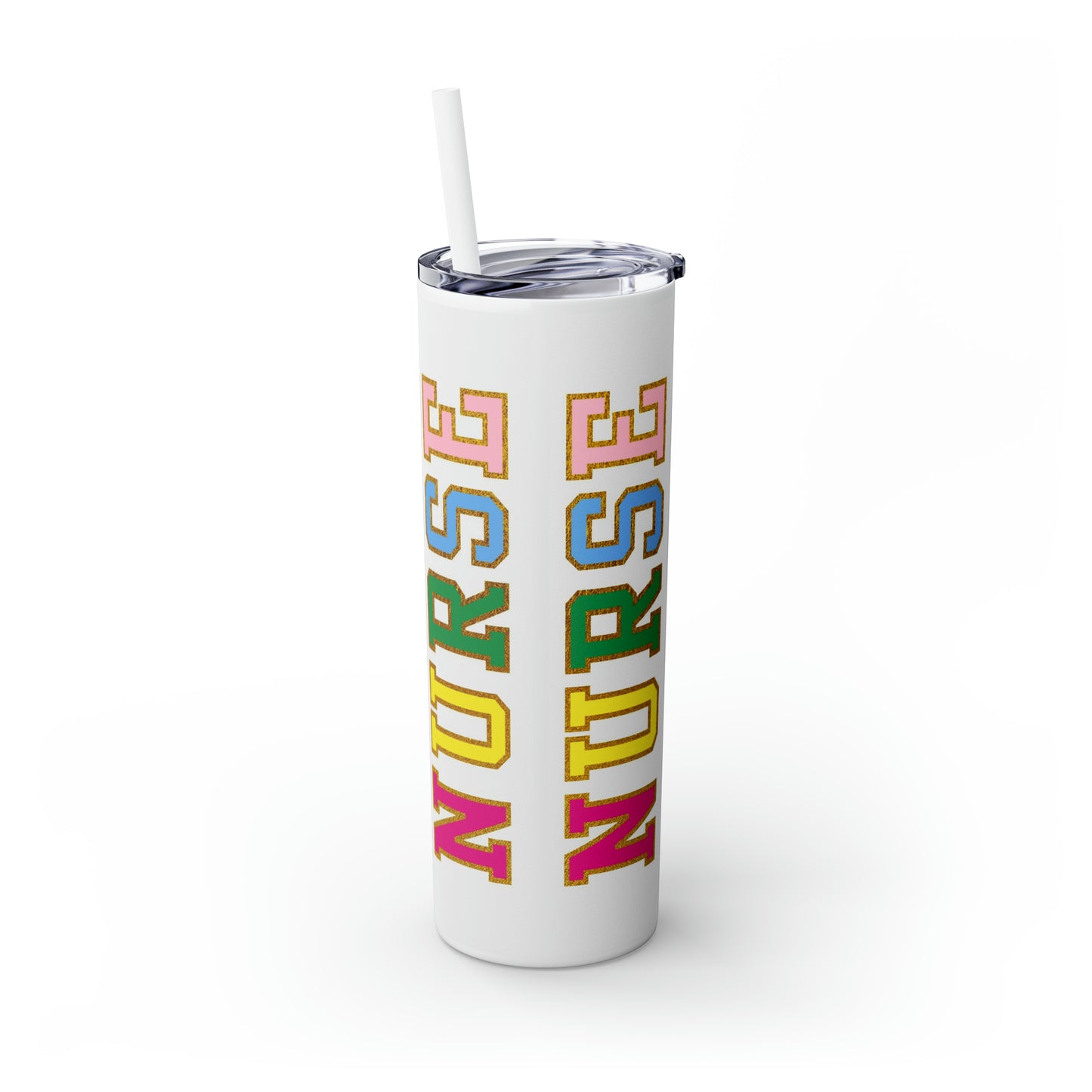 Rainbow Athletic Nurse Tumbler 20oz with Straw. Perfect For Nurse Week, Students, Graduates, Registered Nurse, ER, Pediatric, Oncology, NICU, Nurse Retirement - BPA Free, Stainless Steel