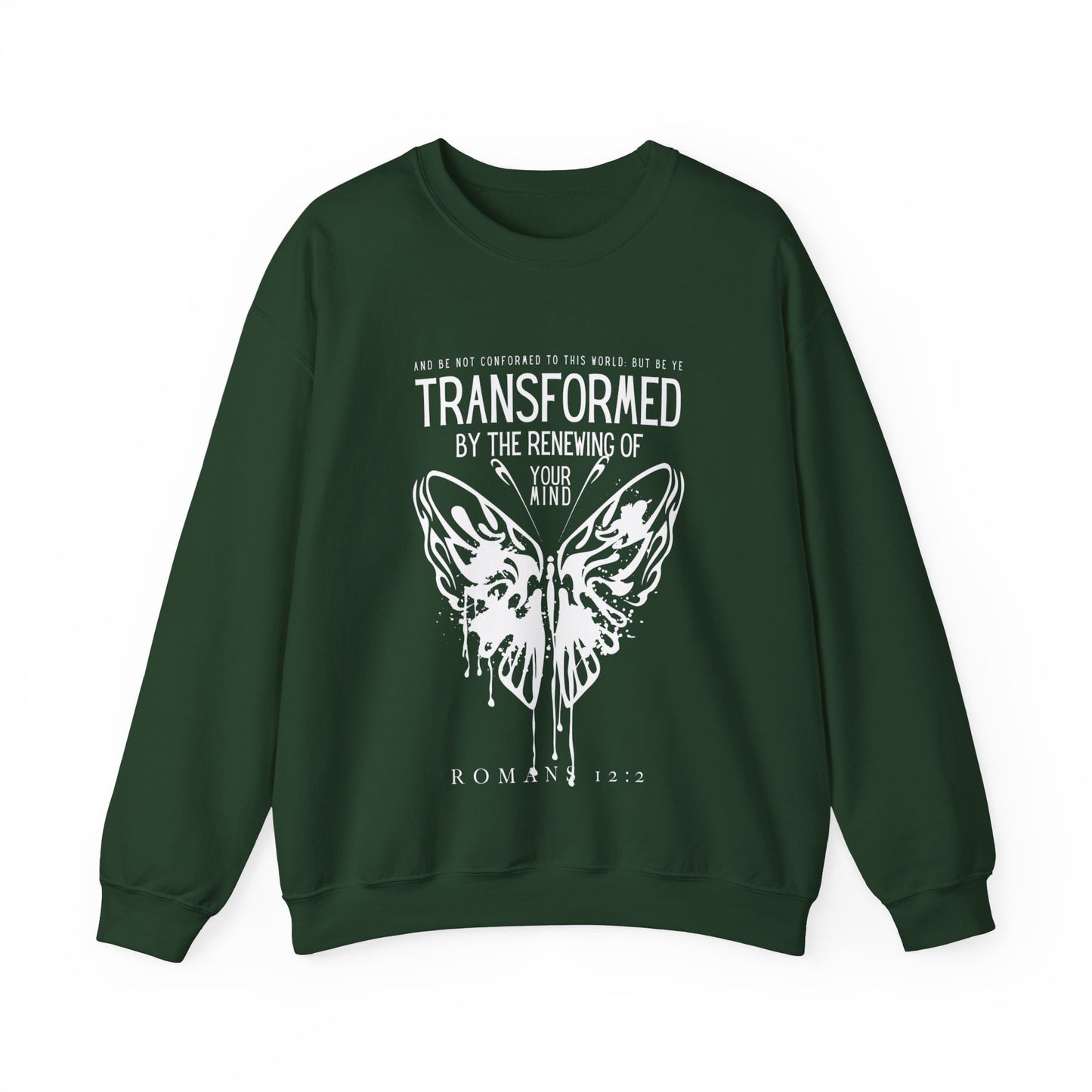 Transformed By The Renewing Of Your Mind Scripture Crewneck For Women, Perfect For Religious Students, Teachers, Perfect Gift For Christian Faith, Catholic School Gift & Faithful Individuals