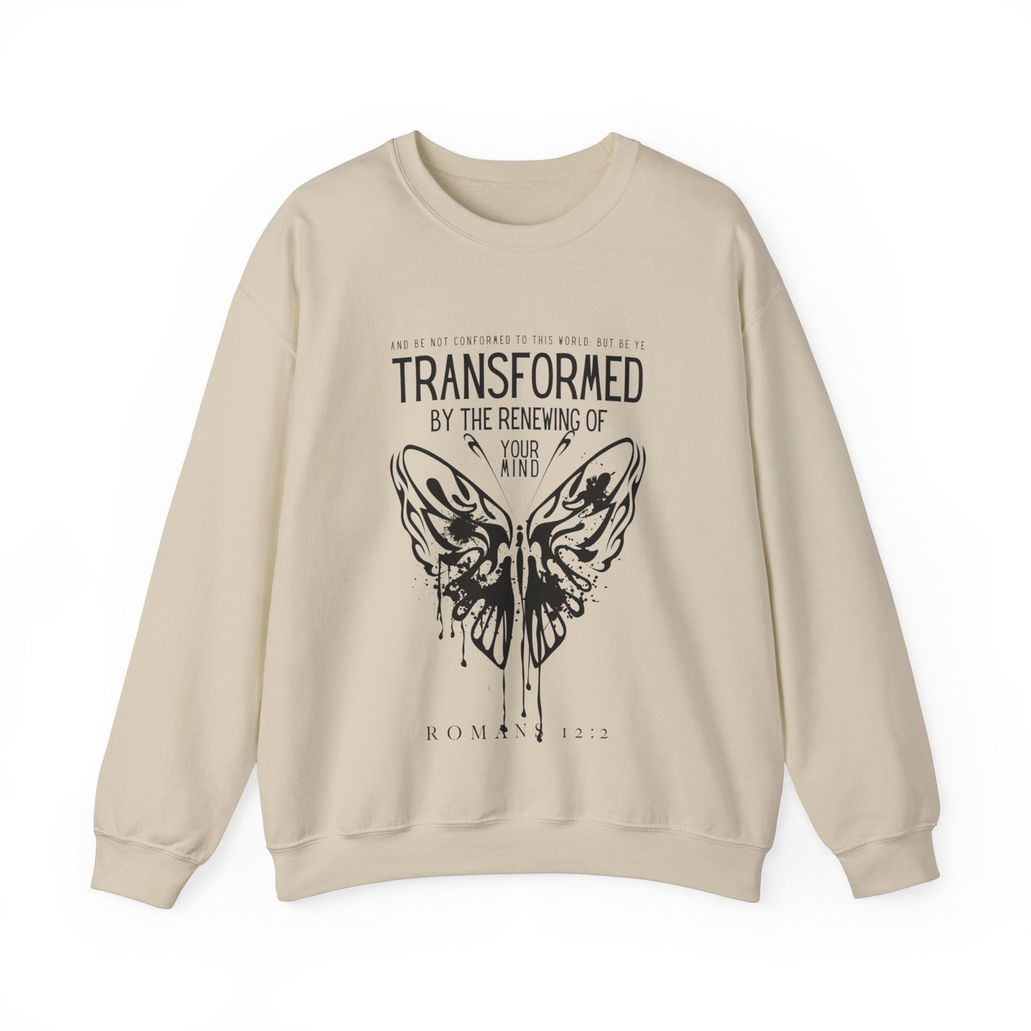 Transformed By The Renewing Of Your Mind Scripture Crewneck For Women, Perfect For Religious Students, Teachers, Perfect Gift For Christian Faith, Catholic School Gift & Faithful Individuals
