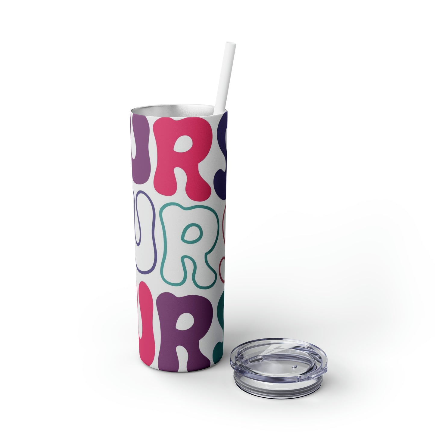 Trendy Colorful Nurse Tumbler 20oz with Straw. Perfect For Nurse Week, Students, Graduates, Registered Nurse, ER, Pediatric, Oncology, NICU, Nurse Retirement - BPA Free, Stainless Steel