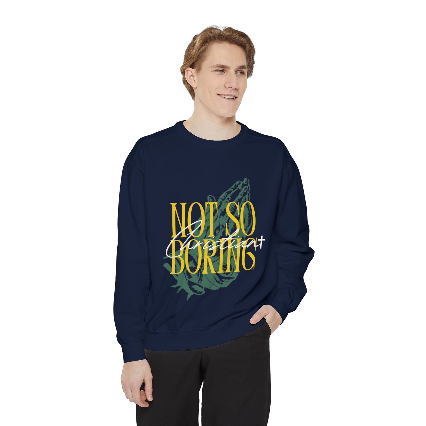 Not So Boring Christian Official Mens Crewneck Perfect For Religious Students, Bible Study Groups, Teachers, Perfect Gift For Christian Faith, Catholic School Gift & Faithful Individuals