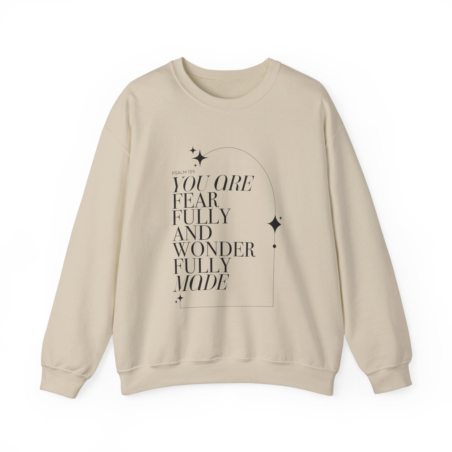Fear Fully and Wonder fully made Scripture Crewneck For Women, Perfect For Religious Students, Teachers, Perfect Gift For Christian Faith, Catholic School Gift & Faithful Individuals