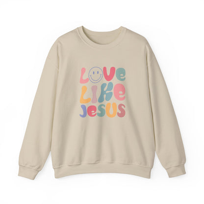 Love Like Jesus Trendy Scripture Crewneck For Women, Perfect For Religious Students, Teachers, Perfect Gift For Christian Faith, Catholic School Gift & Faithful Individuals