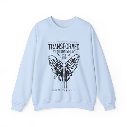 Transformed By The Renewing Of Your Mind Scripture Crewneck For Women, Perfect For Religious Students, Teachers, Perfect Gift For Christian Faith, Catholic School Gift & Faithful Individuals