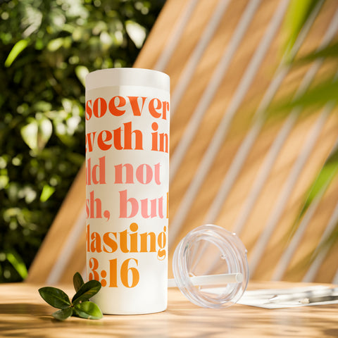 John 3:16 Bible Skinny Tumbler With Straw: Sip in the Essence of Eternal Love