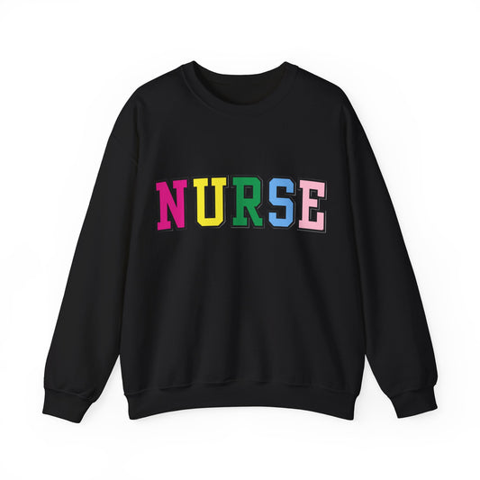 Rainbow Athletic Nurse Crewneck Graphic Sweatshirt, Perfect For Nurse Week, Students, Nurse Graduates, Registered Nurses, ER Nurses, Paediatric, Oncology, NICU, Nurse Retirement, Perfect Cozy Sweater For Thanksgiving Or Christmas & Holidays