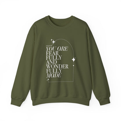 Fear Fully and Wonder fully made Scripture Crewneck For Women, Perfect For Religious Students, Teachers, Perfect Gift For Christian Faith, Catholic School Gift & Faithful Individuals