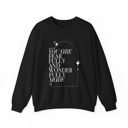 Fear Fully and Wonder fully made Scripture Crewneck For Women, Perfect For Religious Students, Teachers, Perfect Gift For Christian Faith, Catholic School Gift & Faithful Individuals