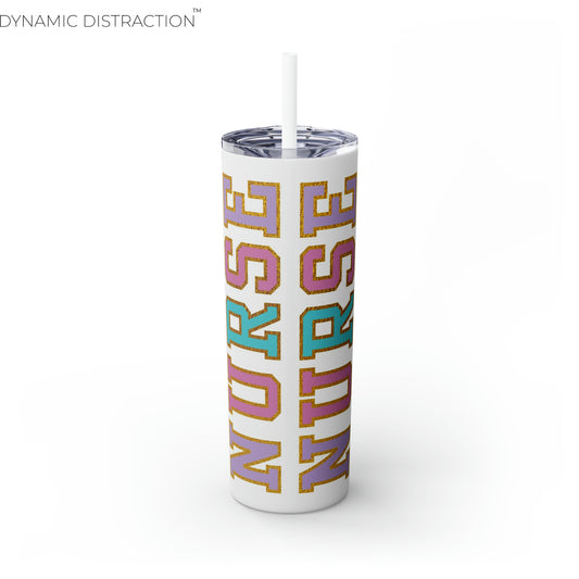 Trendy Nurse Tumbler 20oz with Straw. Perfect For Nurse Week, Students, Graduates, Registered Nurse, ER, Pediatric, Oncology, NICU, Nurse Retirement - BPA Free, Stainless Steel
